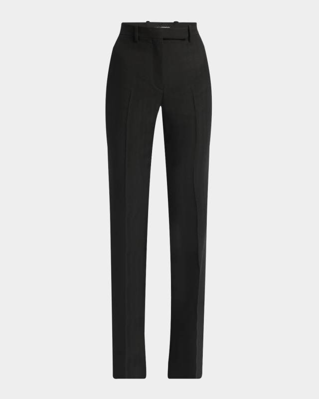 Herringbone Straight-Leg Trousers